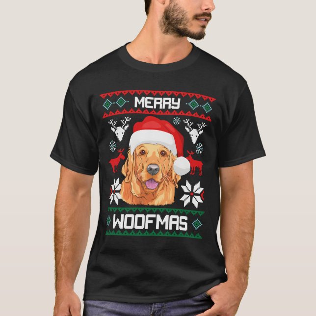 Golden Retriever för Glad Woofmas T Shirt (Framsida)