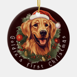 Golden Retriever första jul Julgransprydnad Keramik