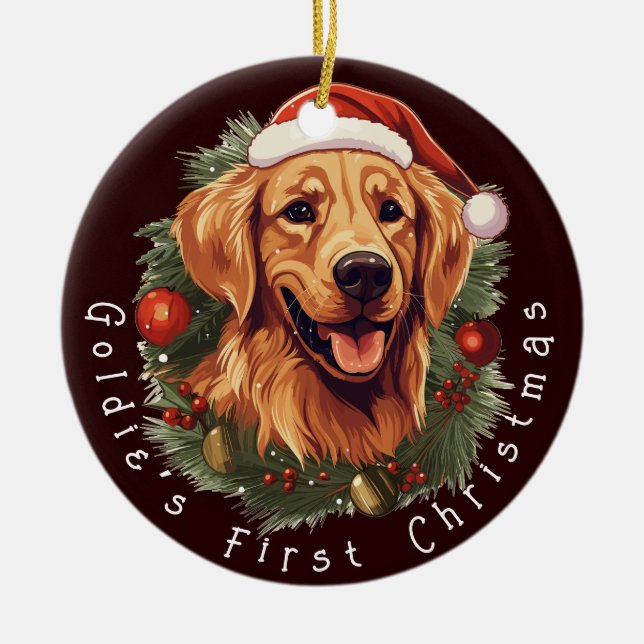 Golden Retriever första jul Julgransprydnad Keramik (Framsidan)
