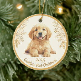 Golden Retriever Första Julen Julgransprydnad Keramik
