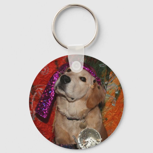 Golden Retriever Fortune Teller Nyckelring (Framsida)