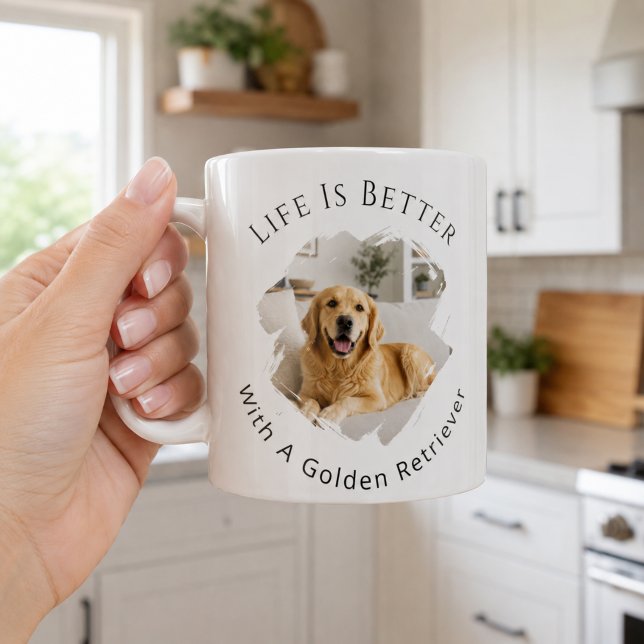 Golden Retriever Foto Livet Är Bättre Kaffemugg (Skapare uppladdad)