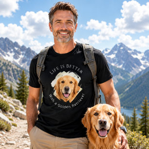 Golden Retriever Foto Livet är bättre män svart T Shirt