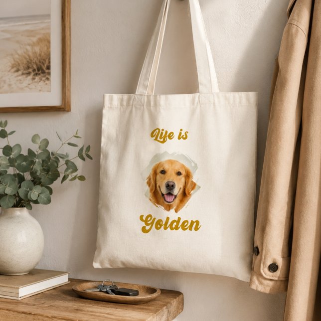Golden Retriever Foto Livet Är Guld Tygkasse (Skapare uppladdad)