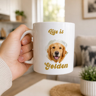 Golden Retriever Foto Livet Är Gyllene Kaffemugg