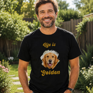 Golden Retriever Foto Livet Är Gyllene Svart Guld T Shirt