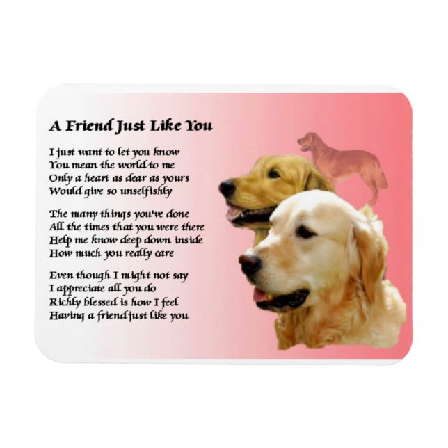 Golden Retriever Friend Dikt Magnet (Horisontell)
