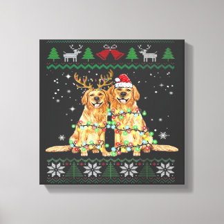 Golden retriever Fula julhund Rolig jul Canvastryck