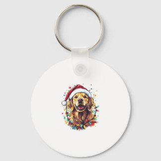 Golden Retriever Funny dog Christmas Santa Hat lig Nyckelring