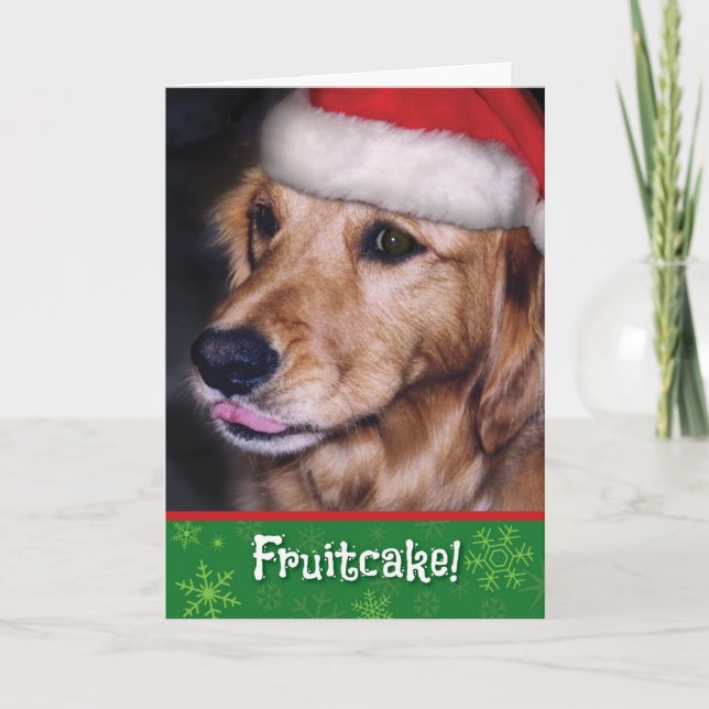 Golden Retriever- Funny julfruktkaka Helgkort (Framsida)