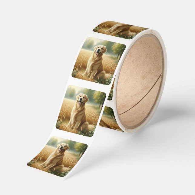 Golden Retriever Fyrkantigt Klistermärke (Rulle)