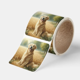 Golden Retriever Fyrkantigt Klistermärke