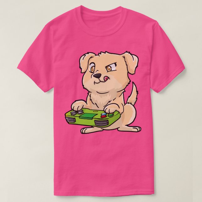Golden Retriever Gamepad Kawaii T Shirt (Design framsida)