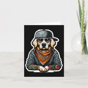 Golden Retriever Gangsta Costume Tattoo Hundägare Kort