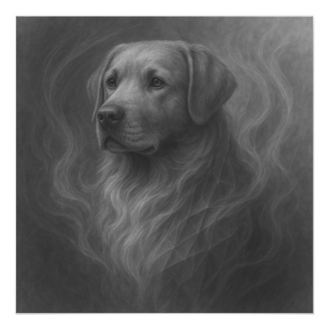 Golden Retriever GeoRealism Portrait – Calm and Lo Fototryck (Framsidan)
