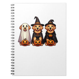 Golden Retriever Ghost Halloween Bus eller godis D Anteckningsbok