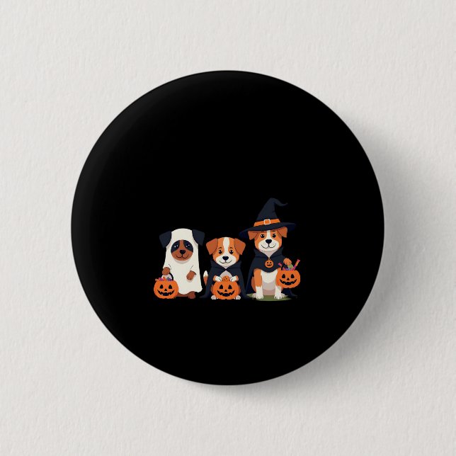 Golden Retriever Ghost Halloween Bus eller godis D Knapp (Framsida)