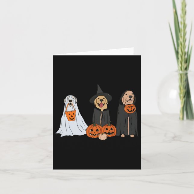 Golden Retriever Ghost Halloween Bus eller godis D Kort (Framsida)