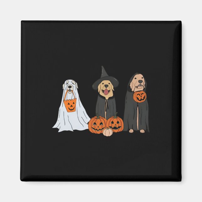 Golden Retriever Ghost Halloween Bus eller godis D Magnet (Framsidan)