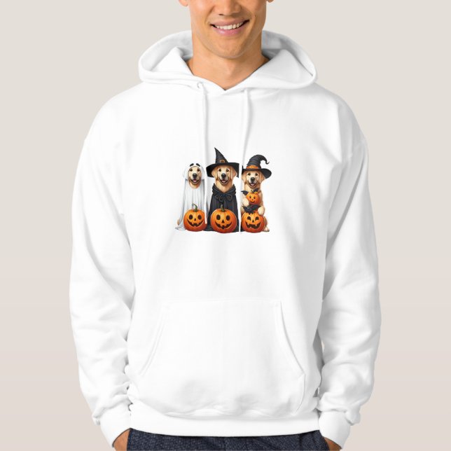 Golden Retriever Ghost Halloween-Hundälskare Hoodie (Framsida)