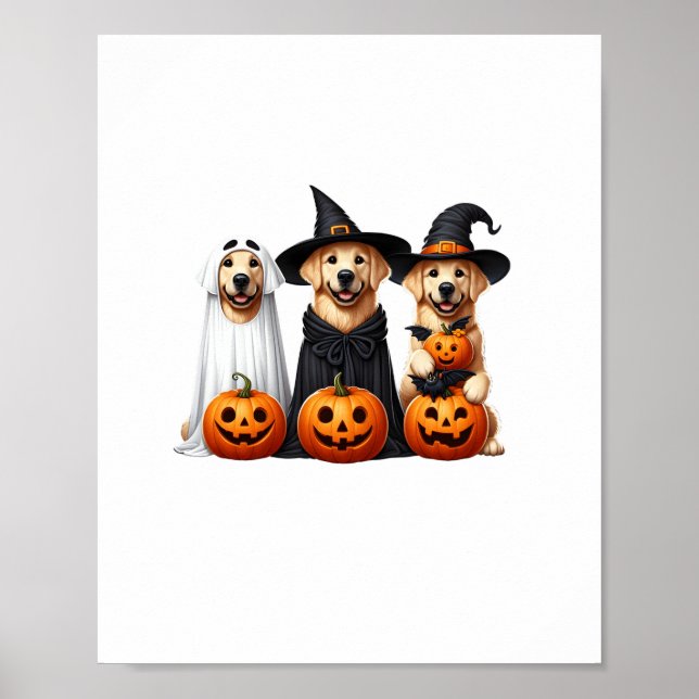Golden Retriever Ghost Halloween-Hundälskare Poster (Framsidan)