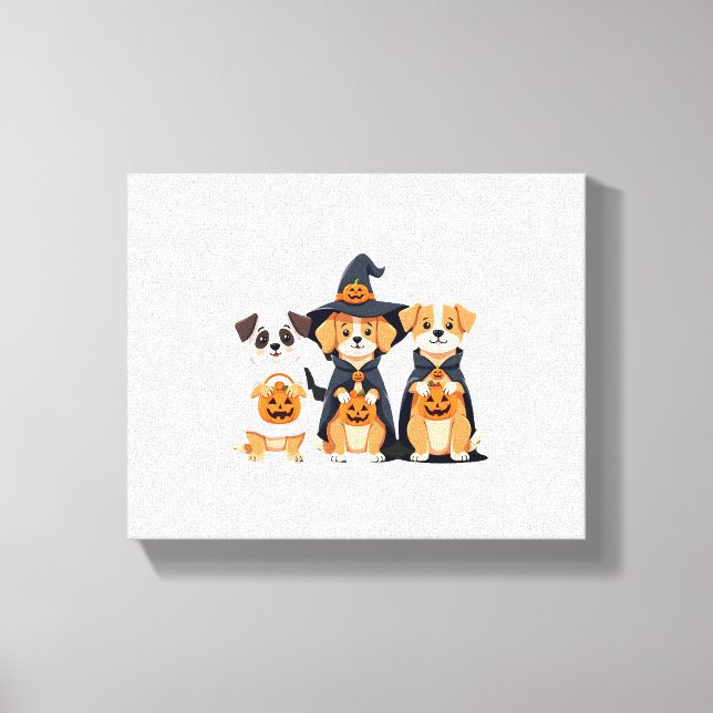 Golden Retriever Ghost Halloween Trick Or Treat Do Canvastryck (Framsida)