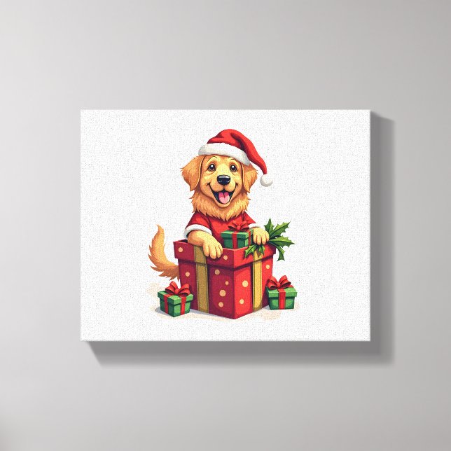 Golden Retriever Gift Wrap Canvastryck (Framsida)