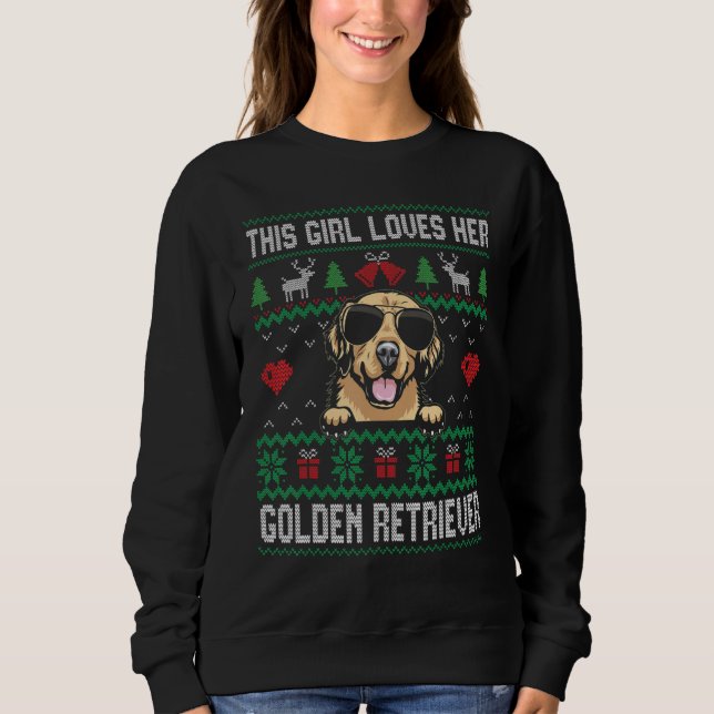 Golden Retriever Girl Cool Ugly Christmas for Dog  T Shirt (Framsida)