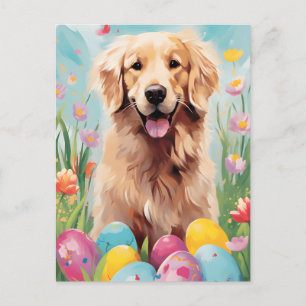 Golden Retriever Glad Påsk Vykort