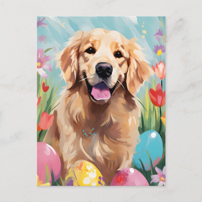 Golden Retriever Glad påsk Vykort (Framsida)