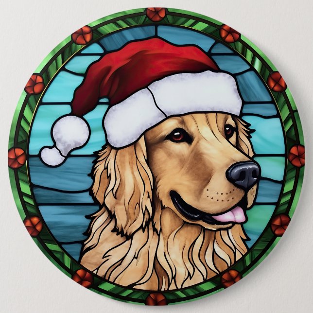 Golden Retriever Glas-i-mosaik Jul Knapp (Framsida)