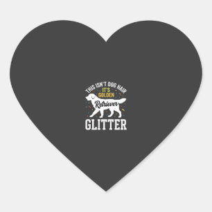 Golden Retriever Glitter Hund Hår Design Hjärtformat Klistermärke