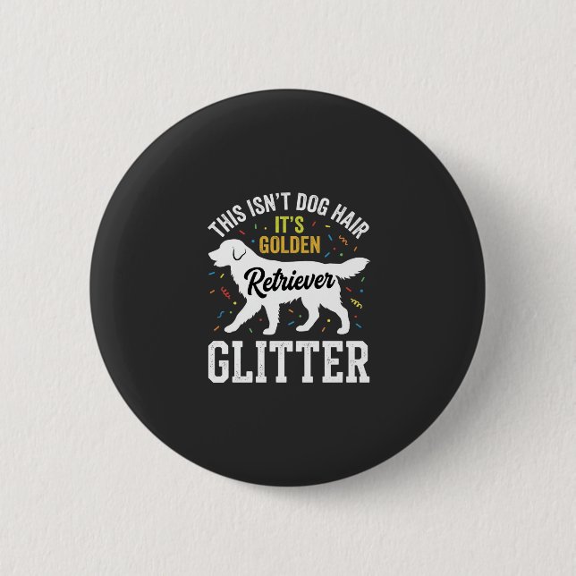 Golden Retriever Glitter Hund Hår Design Knapp (Framsida)