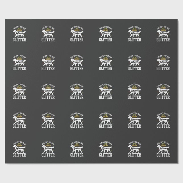 Golden Retriever Glitter Hund Hår Design Presentpapper (Platt)