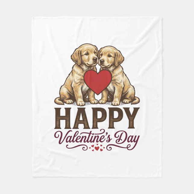 Golden Retriever God Alla Hjärtans Dag Fleecefilt (Framsidan)