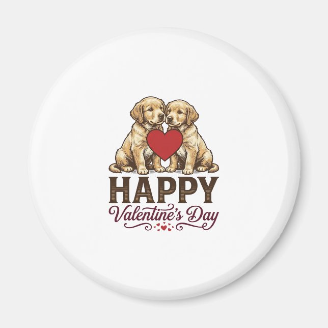 Golden Retriever God Alla Hjärtans Dag Magnet (Framsidan)