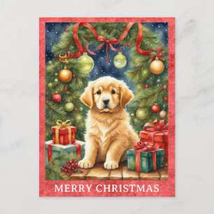 Golden Retriever God jul Cute Puppy Hund Vykort