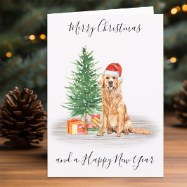 Golden Retriever God jul Santa Hund Helgkort
