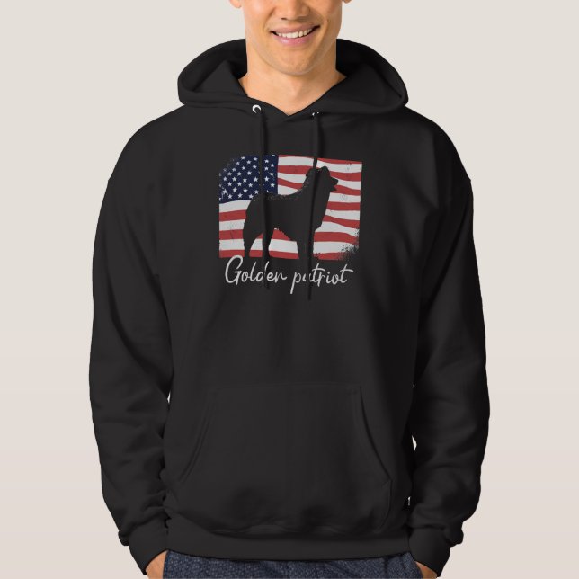 Golden Retriever Golden Retriever på Patriot Ameri Hoodie (Framsida)