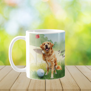 Golden Retriever Golf Vattenfärg Kaffemugg