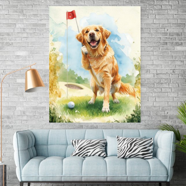 Golden Retriever Golf Watercolor Poster  (Skapare uppladdad)