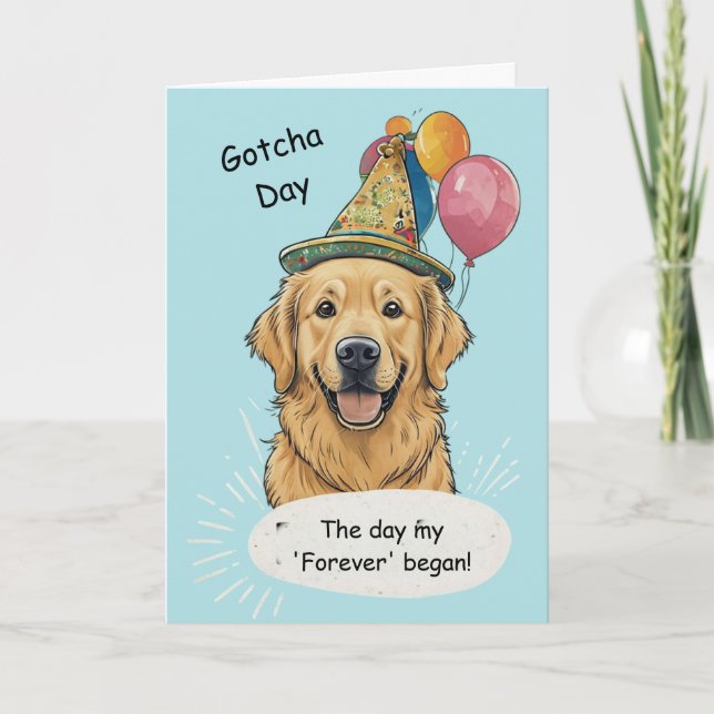 Golden Retriever Gotcha-dagsfirande Kort (Framsida)