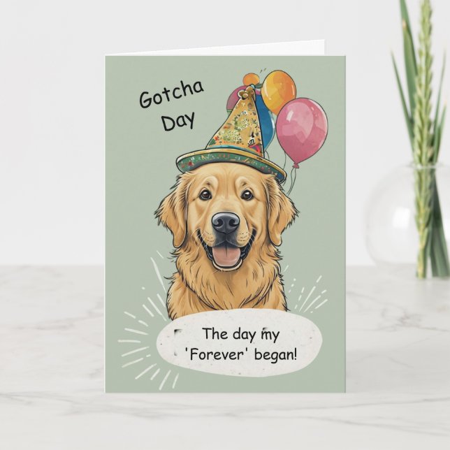Golden Retriever Gotcha-dagsfirande Kort (Framsida)