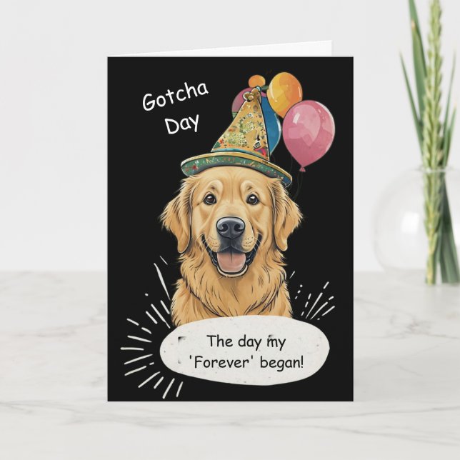 Golden Retriever Gotcha-dagsfirande Kort (Framsida)