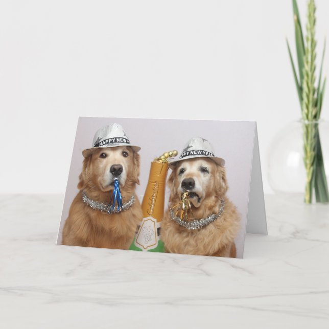 Golden Retriever Gott nytt år Kort (Framsida)
