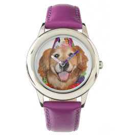 Golden Retriever Grattis på födelsedagen Armbandsur