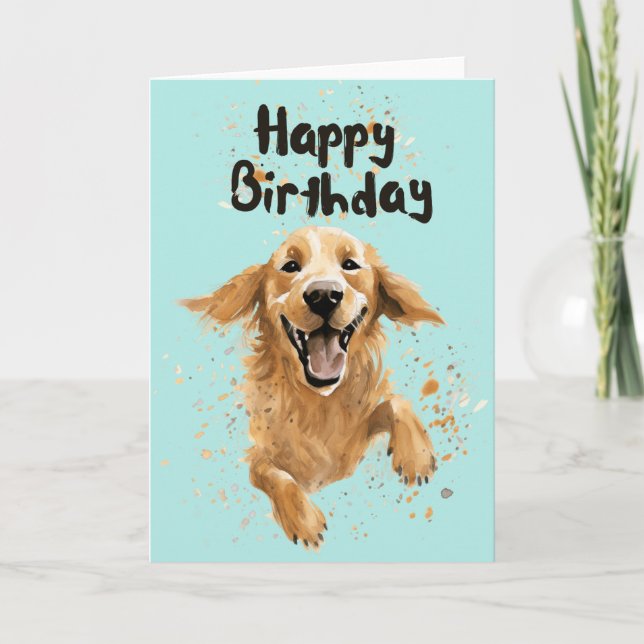 Golden Retriever Grattis på födelsedagen Kort (Framsida)