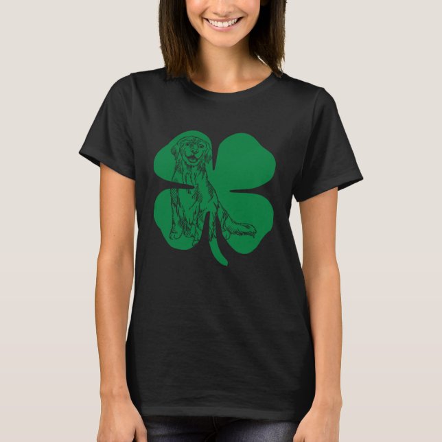 Golden Retriever Green Shamrock Saint Patrick s Da T Shirt (Framsida)