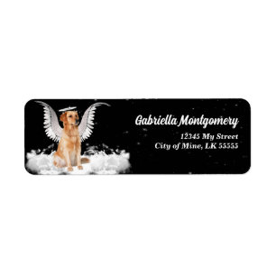 Golden Retriever Guardian Angel på Black Adress Returadress Etikett