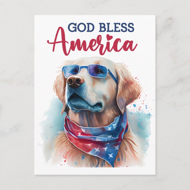 Golden Retriever, Gud välsigne Amerika vykort (Framsida)